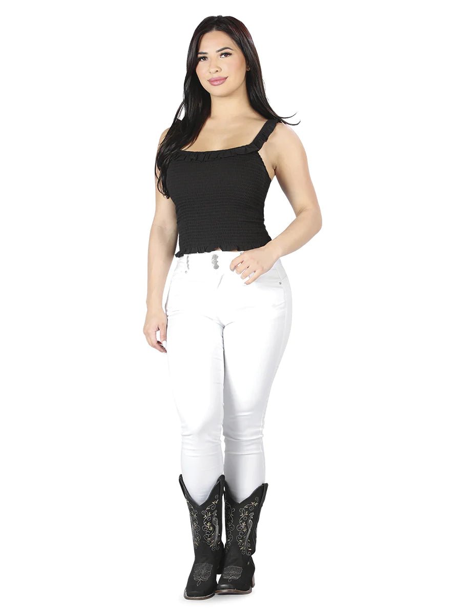Pantalón Colombiano Para Mujer PushUp Mezclilla Stretch Wax Jeans ESTILO  BLANCO-90400 - BELLEZA'S