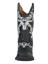 Men's Crazy Leather Embroidered Mask Rodeo Cowboy Boots 'El General' *NEGRO-34313*