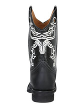 Men's Crazy Leather Embroidered Mask Rodeo Cowboy Boots 'El General' *NEGRO-34313*