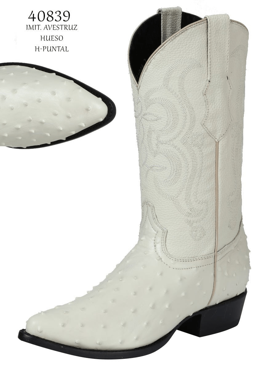 Imitation Ostrich Cowboy Boots 'El Señor De Los Cielos' Bone 40839 - BELLEZA'S - Imitation Ostrich Cowboy Boots 'El Señor De Los Cielos' Bone 40839 - Men's Boot - 40839 6