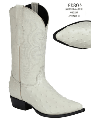 Imitation Ostrich Cowboy Boots 'El Señor De Los Cielos' Bone 40839 - BELLEZA'S - Imitation Ostrich Cowboy Boots 'El Señor De Los Cielos' Bone 40839 - Men's Boot - 40839 6