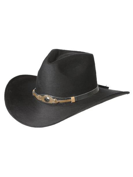 Men's Black Sombrero Unisex Suede Indiana Cowboy Hat 'El General' 44248 - BELLEZA'S - Men's Black Sombrero Unisex Suede Indiana Cowboy Hat 'El General' 44248 - Men's Cowboy Hats - 44248 S