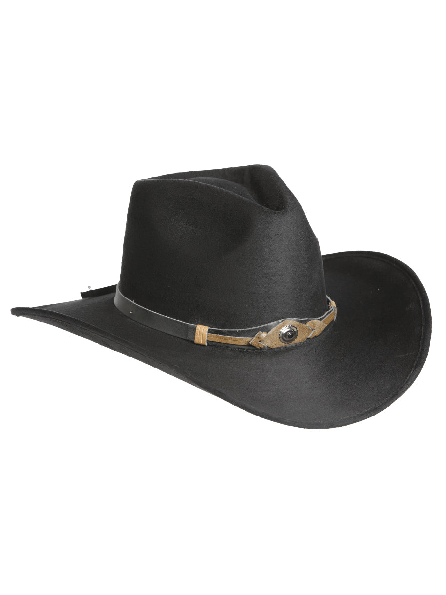 Men's Black Sombrero Unisex Suede Indiana Cowboy Hat 'El General' 44248 - BELLEZA'S - Men's Black Sombrero Unisex Suede Indiana Cowboy Hat 'El General' 44248 - Men's Cowboy Hats - 44248 S