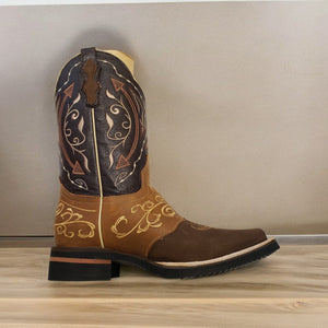 Men's Bovino Nobuck Leather Classic Western Cowboy Boots 'El Señor de los Cielos' *CANELA-124080* - BELLEZA'S - Men's Bovino Nobuck Leather Classic Western Cowboy Boots 'El Señor de los Cielos' *CANELA-124080* - Bota Para Hombre - 124080 6