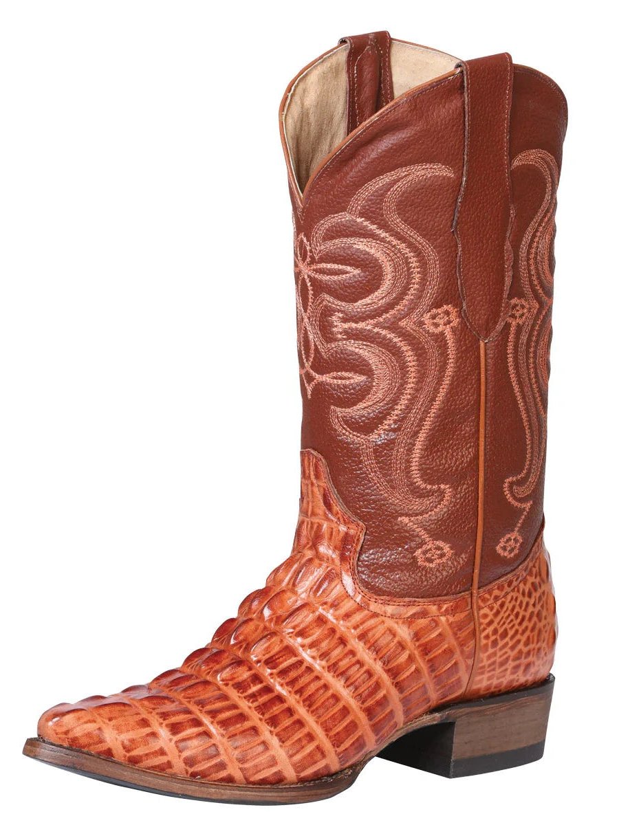 Men's Caiman Tail Cowboy Boots Imit 'El Señor De Los Cielos' *COGNAC - 40841* - BELLEZA'S - Men's Caiman Tail Cowboy Boots Imit 'El Señor De Los Cielos' *COGNAC - 40841* - Men's Boot - 40841