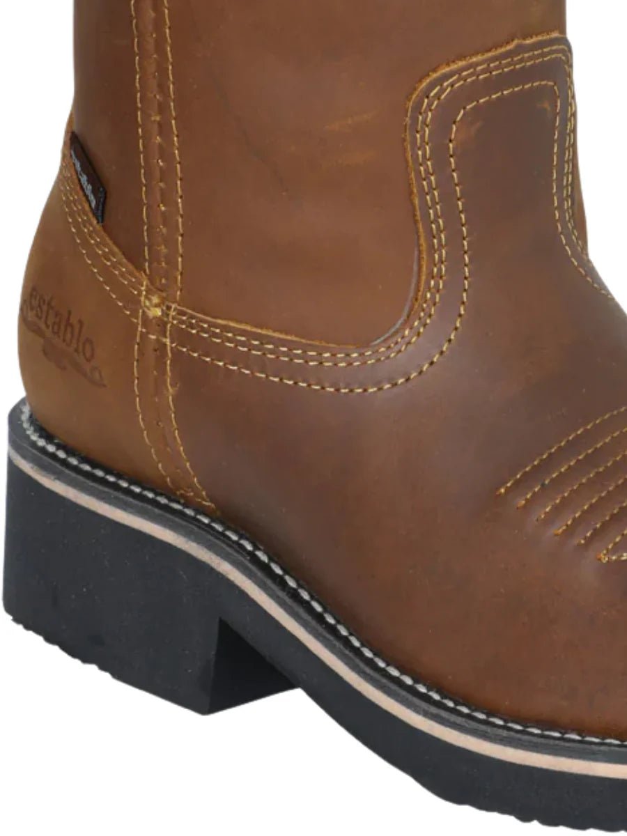 Men's Genuine Leather Soft Toe Pull - On Tube Rodeo Work Boots 'Stable' Mango 41530 - BELLEZA'S - Men's Genuine Leather Soft Toe Pull - On Tube Rodeo Work Boots 'Stable' Mango 41530 - Men's Boot - 41530 6