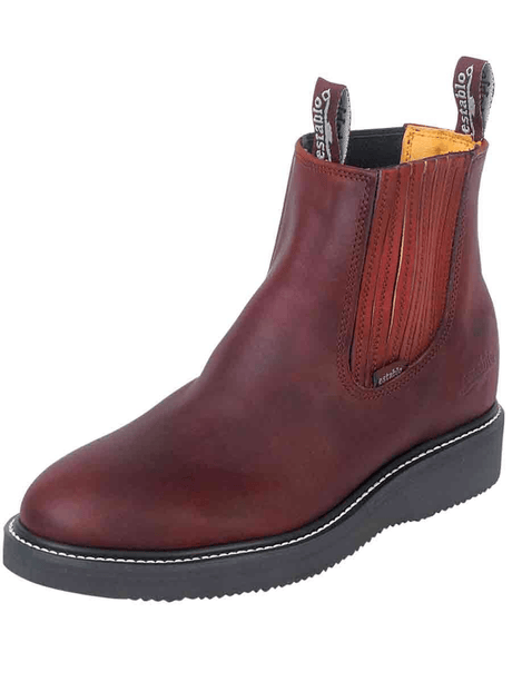 Men's Genuine Leather Soft Toe Pull - On Work Boots 'Establo' Wine Color 24963 - BELLEZA'S - Men's Genuine Leather Soft Toe Pull - On Work Boots 'Establo' Wine Color 24963 - Men's Ankle Boots - 24963 6