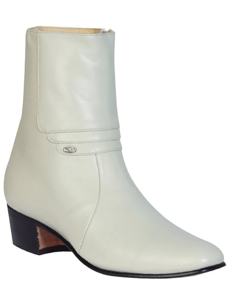 Men's Goat Leather Side Zipper Classic Dress Boots 'El Besserro' Bone 200 - BELLEZA'S - Men's Goat Leather Side Zipper Classic Dress Boots 'El Besserro' Bone 200 - Botines Para Hombres - 200 6