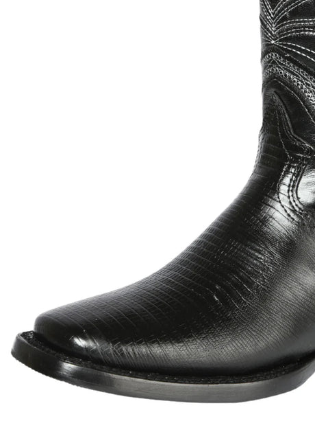 Men's Lizard Print Cow Leather Western Cowboy Rodeo Boots 'El General' *BLACK-44666* - BELLEZA'S - Men's Lizard Print Cow Leather Western Cowboy Rodeo Boots 'El General' *BLACK-44666* - Bota Para Hombre - 44666 6