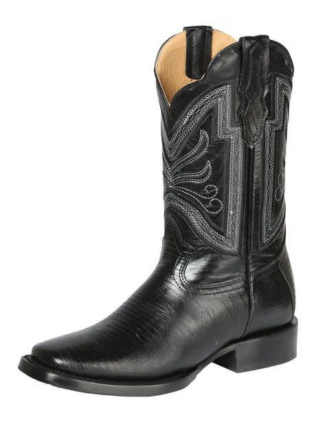 Men's Lizard Print Cow Leather Western Cowboy Rodeo Boots 'El General' *BLACK-44666* - BELLEZA'S - Men's Lizard Print Cow Leather Western Cowboy Rodeo Boots 'El General' *BLACK-44666* - Bota Para Hombre - 44666 6