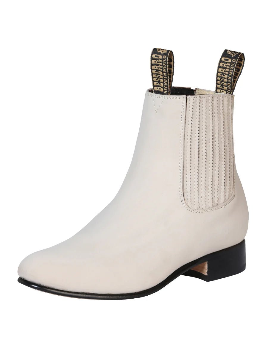 Men's Nubuck Leather Classic Charro Ankle Boots 'El Besserro' Bone Color 205 - BELLEZA'S - Men's Nubuck Leather Classic Charro Ankle Boots 'El Besserro' Bone Color 205 - Men's Ankle Boots - 205 6