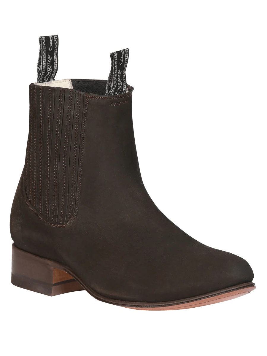 Men's Nubuck Leather Classic Charro Ankle Boots 'El Canelo' Coffee Color 34291 - BELLEZA'S - Men's Nubuck Leather Classic Charro Ankle Boots 'El Canelo' Coffee Color 34291 - Men's Ankle Boots - 34291 6