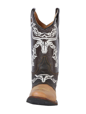 Men's Nubuck Leather Embroidered Saddle Western Cowboy Boots 'El General' Honey 33316 - BELLEZA'S - Men's Nubuck Leather Embroidered Saddle Western Cowboy Boots 'El General' Honey 33316 - Men's Boot - 33316 6