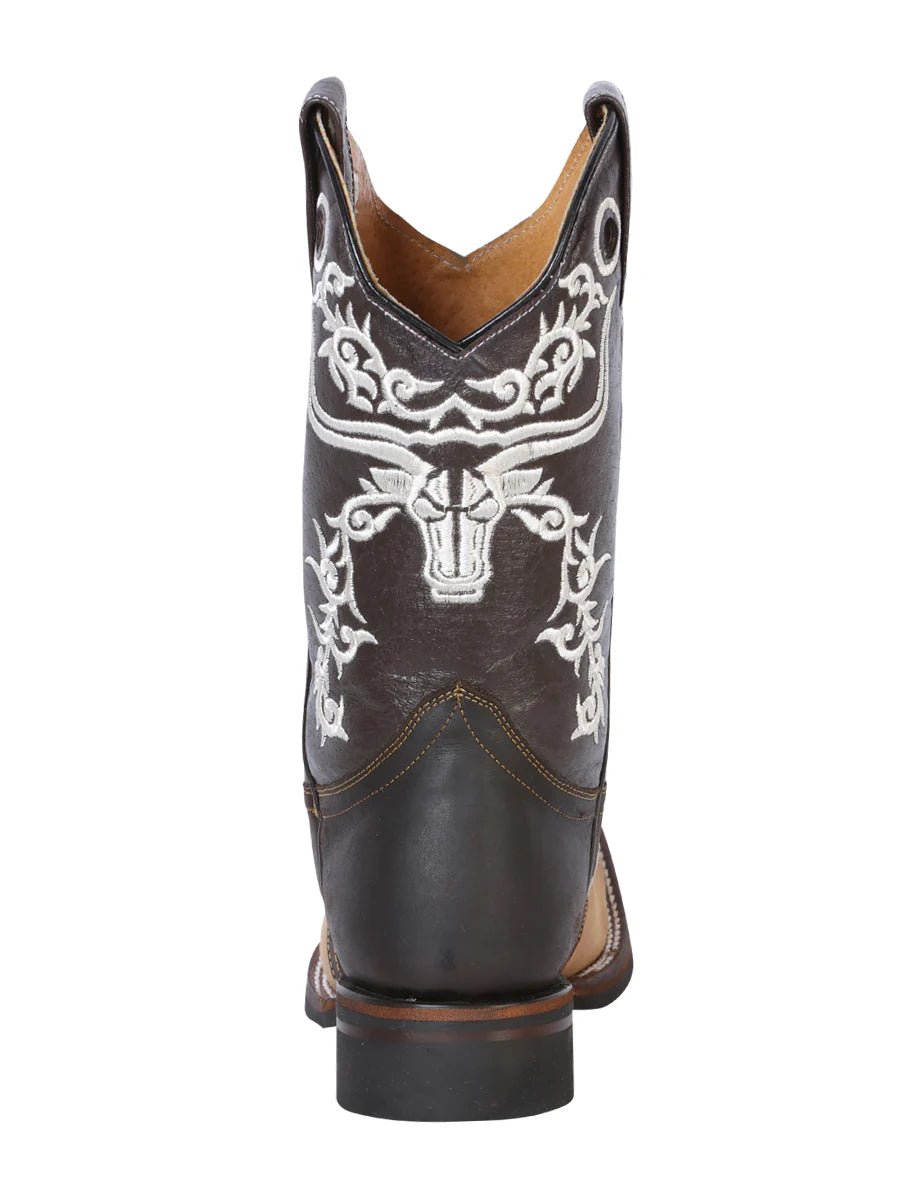 Men's Nubuck Leather Embroidered Saddle Western Cowboy Boots 'El General' Honey 33316 - BELLEZA'S - Men's Nubuck Leather Embroidered Saddle Western Cowboy Boots 'El General' Honey 33316 - Men's Boot - 33316 6