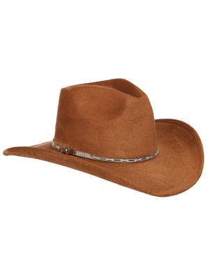 Men's Tabacco Sombrero Unisex Suede Indiana Cowboy Hat 'El General' 44249 - BELLEZA'S - Men's Tabacco Sombrero Unisex Suede Indiana Cowboy Hat 'El General' 44249 - Men's Cowboy Hats - 44249 S