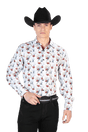 Men's White Print Long Sleeve Western Shirt 'El Señor de los Cielos' 126271 - BELLEZA'S - Men's White Print Long Sleeve Western Shirt 'El Señor de los Cielos' 126271 - Mens Shirt - 126271 S