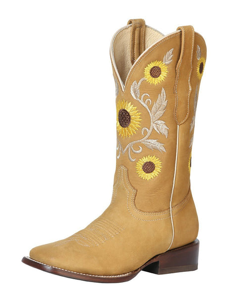 Oleobuck Leather Rodeo Boots Embroidered With Sunflowers For Women 'Centenario' *HONEY-126096* - BELLEZA'S - Oleobuck Leather Rodeo Boots Embroidered With Sunflowers For Women 'Centenario' *HONEY-126096* - Botas Para Damas - 126096 5