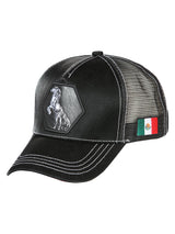 Polyester Horse Embroidered Cap "El General" Black - 44817 - BELLEZA'S - Polyester Horse Embroidered Cap "El General" Black - 44817 - Cap For Adults - 44817