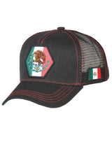 Polyester Mexico Flag Embroidered Cap "El General" Black - 44818 - BELLEZA'S - Polyester Mexico Flag Embroidered Cap "El General" Black - 44818 - Cap For Adults - 44818