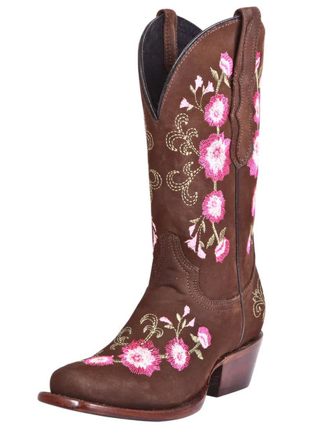 Rodeo Boots Embroidered With Roses Nubuck Bovine Leather For Women 'El General' *CAMEL-41842* - BELLEZA'S - Rodeo Boots Embroidered With Roses Nubuck Bovine Leather For Women 'El General' *CAMEL-41842* - Botas Para Damas - 41842 5