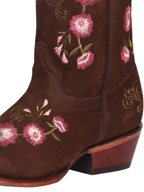 Rodeo Boots Embroidered With Roses Nubuck Bovine Leather For Women 'El General' *CAMEL-41842* - BELLEZA'S - Rodeo Boots Embroidered With Roses Nubuck Bovine Leather For Women 'El General' *CAMEL-41842* - Botas Para Damas - 41842 5