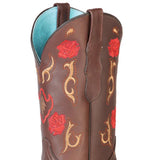 Rodeo Cowboy Boots Genuine Leather Flower Embroidered Tube For Women 'El General' *Chocolate-125370* - BELLEZA'S - Rodeo Cowboy Boots Genuine Leather Flower Embroidered Tube For Women 'El General' *Chocolate-125370* - Botas Para Damas - 125370 5