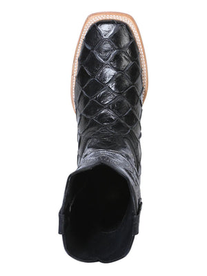 Rodeo Cowboy Boots Imit of Monster Fish Engraving Leather for Men 'El General' *Black - 41792* - BELLEZA'S - Rodeo Cowboy Boots Imit of Monster Fish Engraving Leather for Men 'El General' *Black - 41792* - Men's Boot - 41792 6