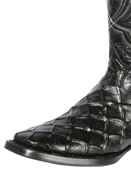 Rodeo Cowboy Boots of Monster Fish Engraved in Cowhide Leather for Men 'El General' *44663-BLACK* - BELLEZA'S - Rodeo Cowboy Boots of Monster Fish Engraved in Cowhide Leather for Men 'El General' *44663-BLACK* - Botas Para Hombres - 44663 6