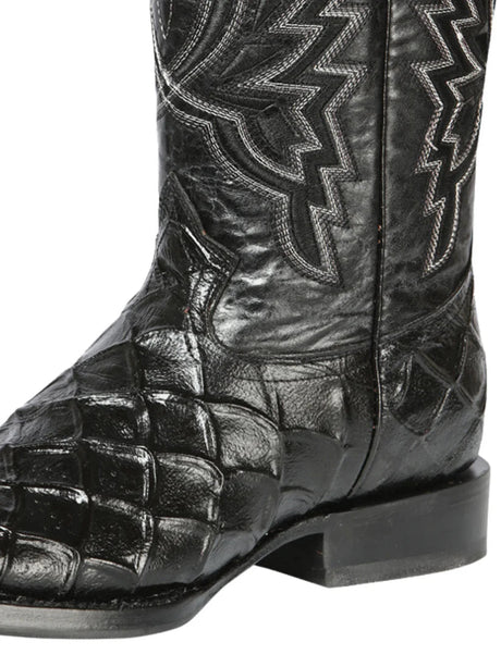 Rodeo Cowboy Boots of Monster Fish Engraved in Cowhide Leather for Men 'El General' *44663-BLACK* - BELLEZA'S - Rodeo Cowboy Boots of Monster Fish Engraved in Cowhide Leather for Men 'El General' *44663-BLACK* - Botas Para Hombres - 44663 6