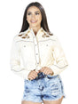 Women's Beige Floral Embroidered Long Sleeve Western Shirt 'El General' 42968 - BELLEZA'S - Women's Beige Floral Embroidered Long Sleeve Western Shirt 'El General' 42968 - Women's Shirt - 42968 S