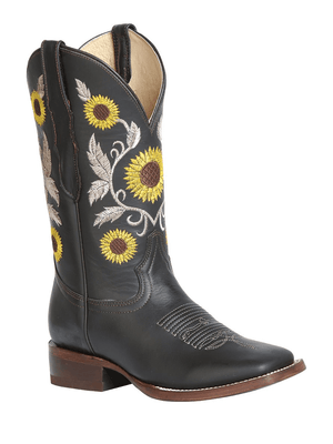 Women's Genuine Leather Sunflower Embroidery Rodeo Cowgirl Boots'Centenario' *CHOCO - 126095* - BELLEZA'S - Women's Genuine Leather Sunflower Embroidery Rodeo Cowgirl Boots'Centenario' *CHOCO - 126095* - Women's Boots - 126095 5