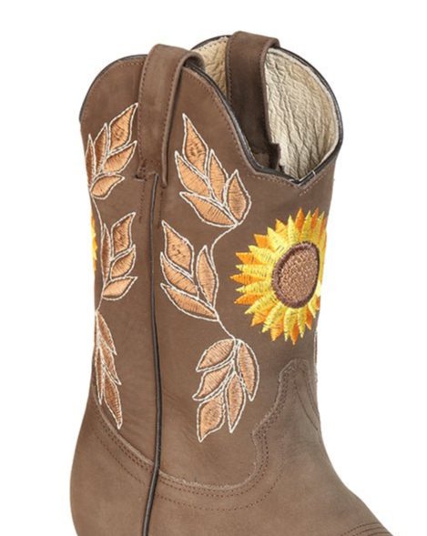 Women's Nubuck Leather Sunflower Embroidered Rodeo Cowgirls Boots 'El General' *CAMEL-51164* - BELLEZA'S - Women's Nubuck Leather Sunflower Embroidered Rodeo Cowgirls Boots 'El General' *CAMEL-51164* - Botas Para Damas - 51164 5