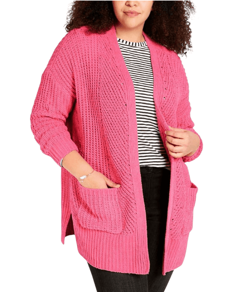 Women's Pink Berry Sweater Punch Chenille Open Front Cardigan 00160 - BELLEZA'S - Women's Pink Berry Sweater Punch Chenille Open Front Cardigan 00160 - Sweater For Women - 00160 S