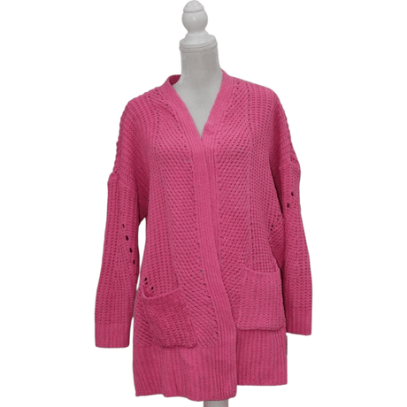 Women's Pink Berry Sweater Punch Chenille Open Front Cardigan 00160 - BELLEZA'S - Women's Pink Berry Sweater Punch Chenille Open Front Cardigan 00160 - Sweater For Women - 00160 S