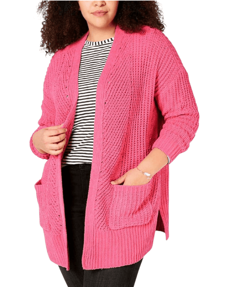 Women's Pink Berry Sweater Punch Chenille Open Front Cardigan 00160 - BELLEZA'S - Women's Pink Berry Sweater Punch Chenille Open Front Cardigan 00160 - Sweater For Women - 00160 S