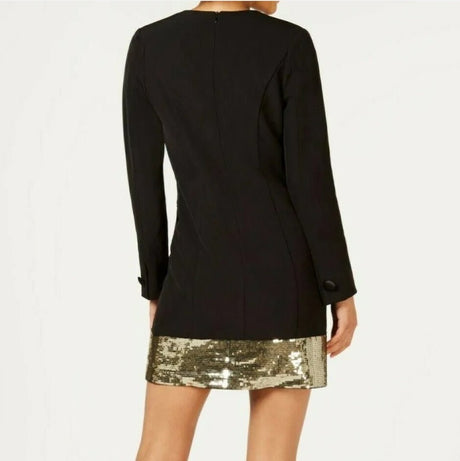 $199 NWT LAUNDRY BY SHELLI SEGAL Sz2 SEQUINED HEM BLAZER DRESSS BLACK/GOLD - BELLEZA'S - Vestidos - LY812081