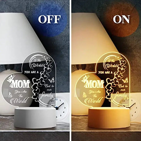 1pc Mothers Day Gifts Night Lamp, Arcylic Night Lamp Valentine's Day, Mothers' Day, Warm White Light - BELLEZA'S - Valentine's Day - 02870