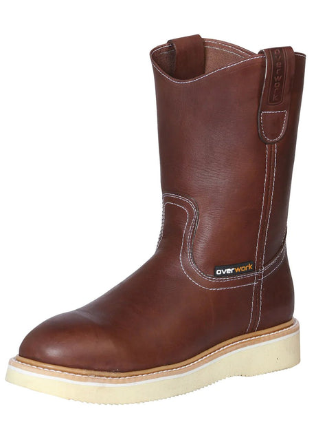 Botas De Trabajo De Tubo Pull-On Con Punta De Acero Para Hombre 'Overwork' *COFFE-124717* - BELLEZA'S - Botas De Trabajo - 124717