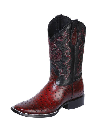 Botas Rodeo A-vestruz Imit Para Hombre 'El General' *BLACK CHERRY-41901* - BELLEZA'S - Botas - 41901