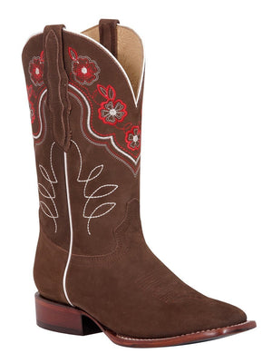 Botas Rodeo Clasicas de Piel Nobuck Para Mujer 'El General' *CAMEL-42980* - BELLEZA'S - Botas Para Damas - 42980