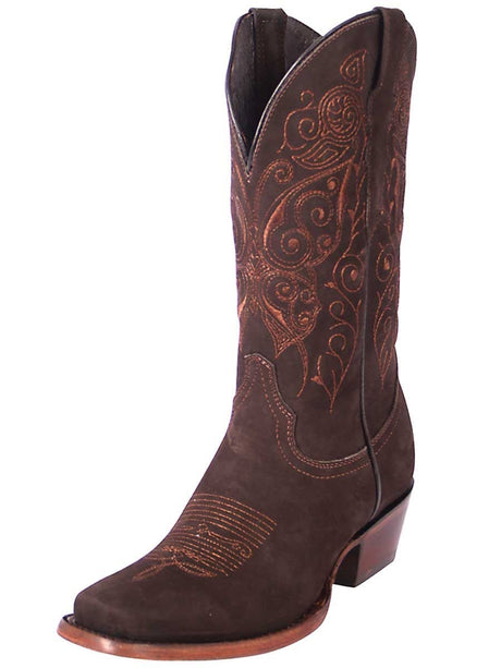 Botas Rodeo Clasicas Piel Nobuck Para Mujer 'El General' *CAFE-122489* - BELLEZA'S - Botas Para Damas - 122489