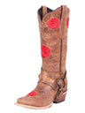 Botas Rodeo con Argolla Piel Westing Tang Para Mujer 'El General' *TAN-41783* - BELLEZA'S - Botas Para Damas - 41783