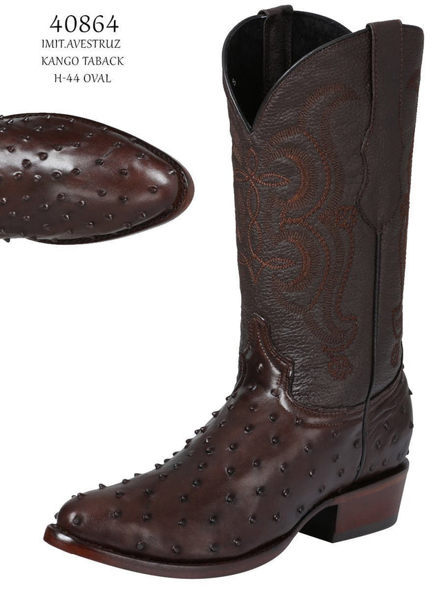 Botas Vaqueras A vestruz Imit para Hombre 'El Senor De Los Cielos' KANG-TABACK-40864 - BELLEZA'S - Bota Para Hombre - 40864