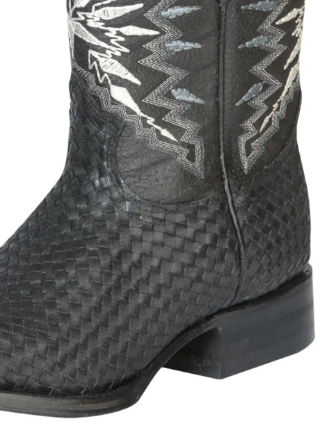 Botas Vaqueras Rodeo Clasicas Piel Tejido para Hombre 'El General' *BLACK-126236* - BELLEZA'S - Bota Para Hombre - 126236