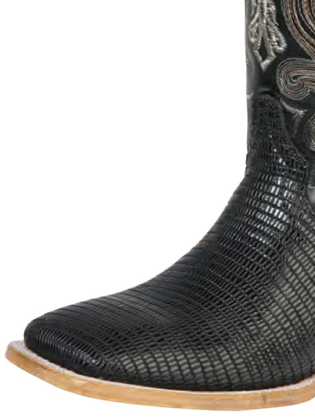 Botas Vaqueras Rodeo Imitacion Lizard Grabado Para Hombre 'Jar Boots' *BLACK-126485* - BELLEZA'S - Bota Para Hombre - 126485