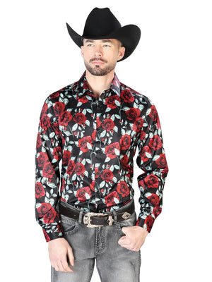 Camisa Casual de Hombre El Señor de los Cielos Black / Roses-43667 - BELLEZA'S - Camisa Casual de Hombre El Señor de los Cielos Black / Roses-43667 - BELLEZA'S - 43667