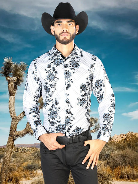 Camisa Casual de Hombre El Señor de los Cielos Black/White Roses-43826 - BELLEZA'S - Camisa Casual de Hombre El Señor de los Cielos Black/White Roses-43826 - BELLEZA'S - 43826