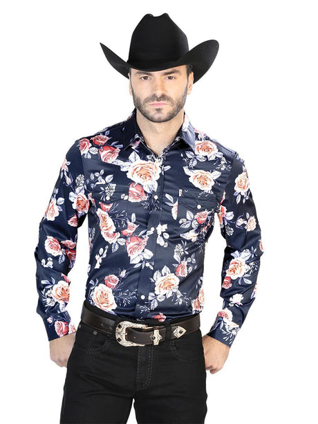 Camisa Casual De Hombre El Señor De Los Cielos Navy/Roses-44089 - BELLEZA'S - Camisa Casual De Hombre El Señor De Los Cielos Navy/Roses-44089 - BELLEZA'S - Camisas y tops - 44089