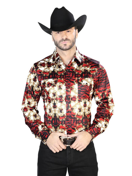 Camisa Casual De Hombre El Señor De Los Cielos Red/Gold-44103 - BELLEZA'S - Camisa Casual De Hombre El Señor De Los Cielos Red/Gold-44103 - BELLEZA'S - Camisas y tops - 44103