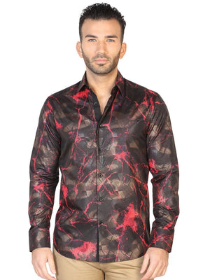 Camisa Casual Manga Larga para Hombre, 100% Modal 'El General' * - ID: 43117 NEGRO/ROJO - BELLEZA'S - Camisa Casual Manga Larga para Hombre, 100% Modal 'El General' * - ID: 43117 NEGRO/ROJO - BELLEZA'S - 43117